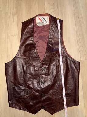 Vintage Chess King Brown Genuine Leather Western Button-Down Vest Size S